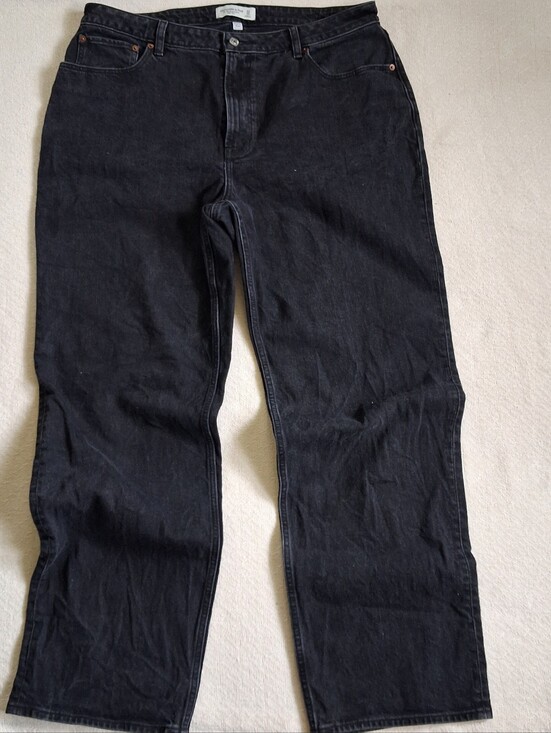 Abercrombie & Fitch Denim - a&f ♡ curve love 90s relaxed high rise black jeans 33 16 long abercrombie